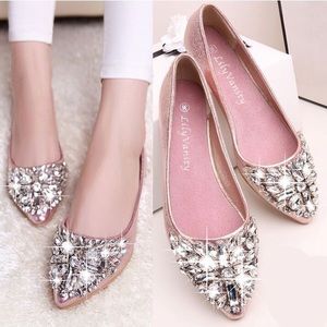LILY VANITY crystal flats. BN and FREE EARRINGS.